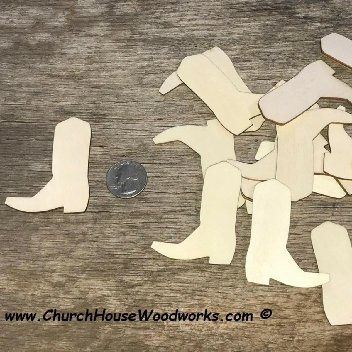 25 Wooden Cowboy Boots ~ 2 inch
