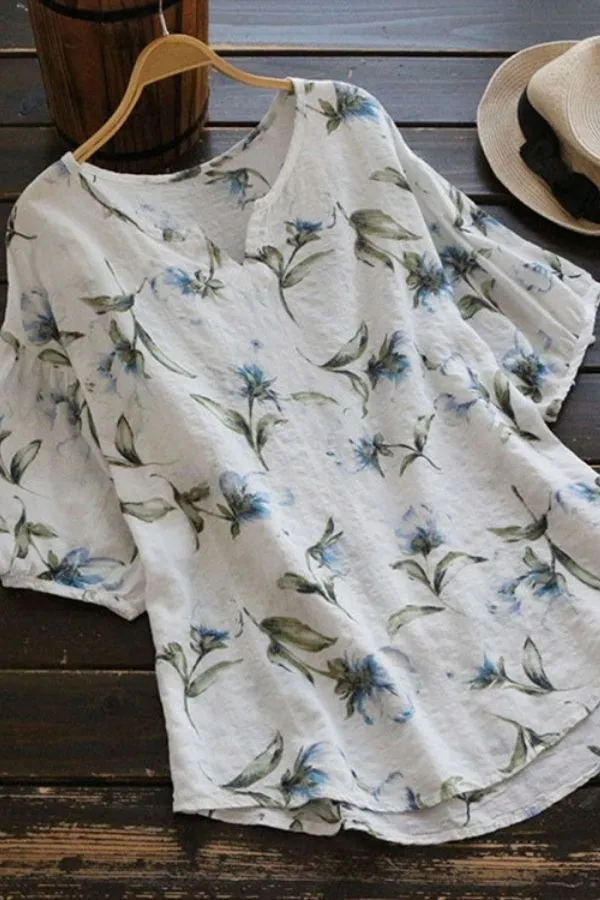 Cozy Floral Printing T-shirts