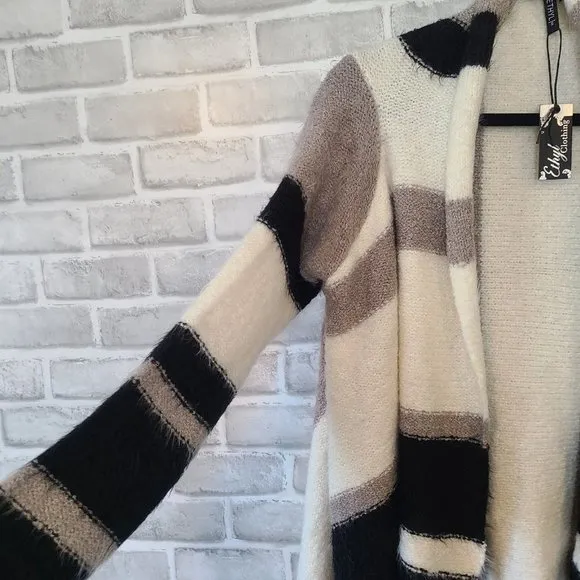 Ethyl Cardigan Open Front Shawl Sleeved Boho Womens Small NWT Mountain Chic