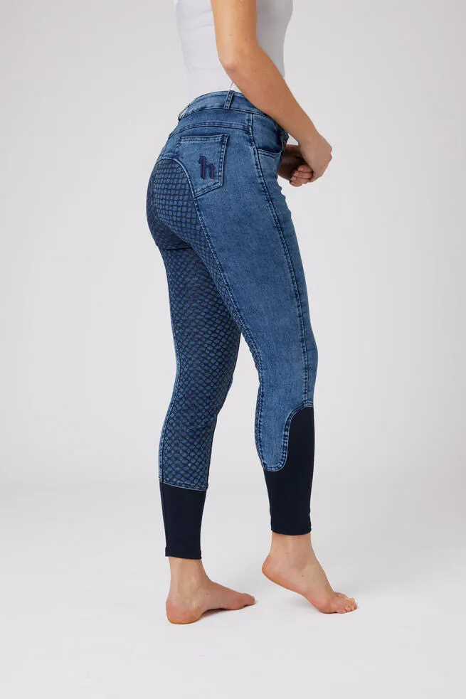 Horze Delia Ladies Denim Breeches Light Denim