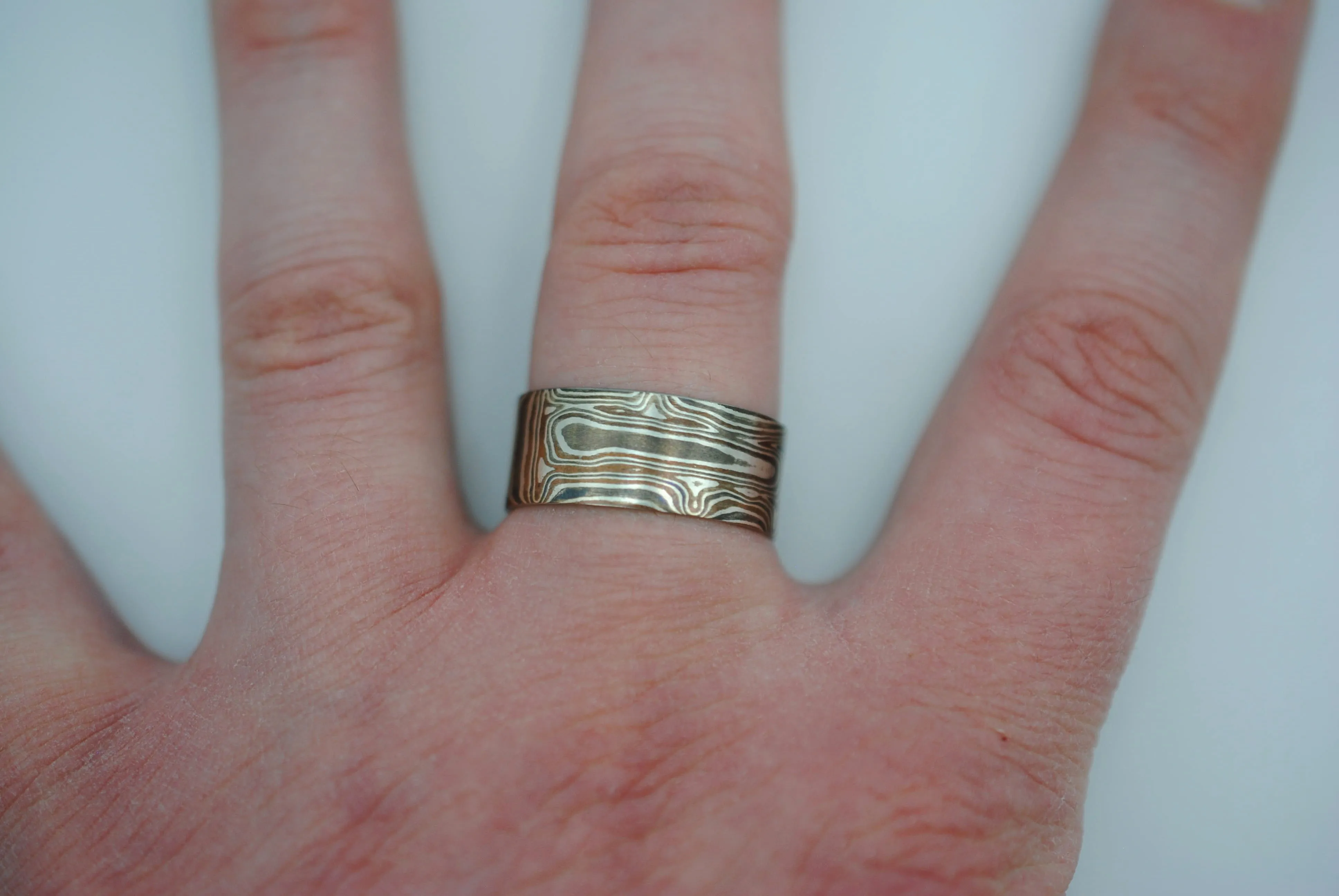 Mokume Gane: Silver, Copper, and Shibuichi Large Ring