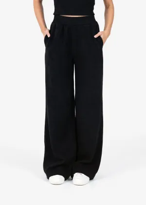 Rib Knit Lounge Palazzo Pant Black FINAL SALE