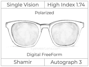 Single Vision - High Index 1.74 - Shamir Autograph 3 - Digital - Polarized - Aspheric