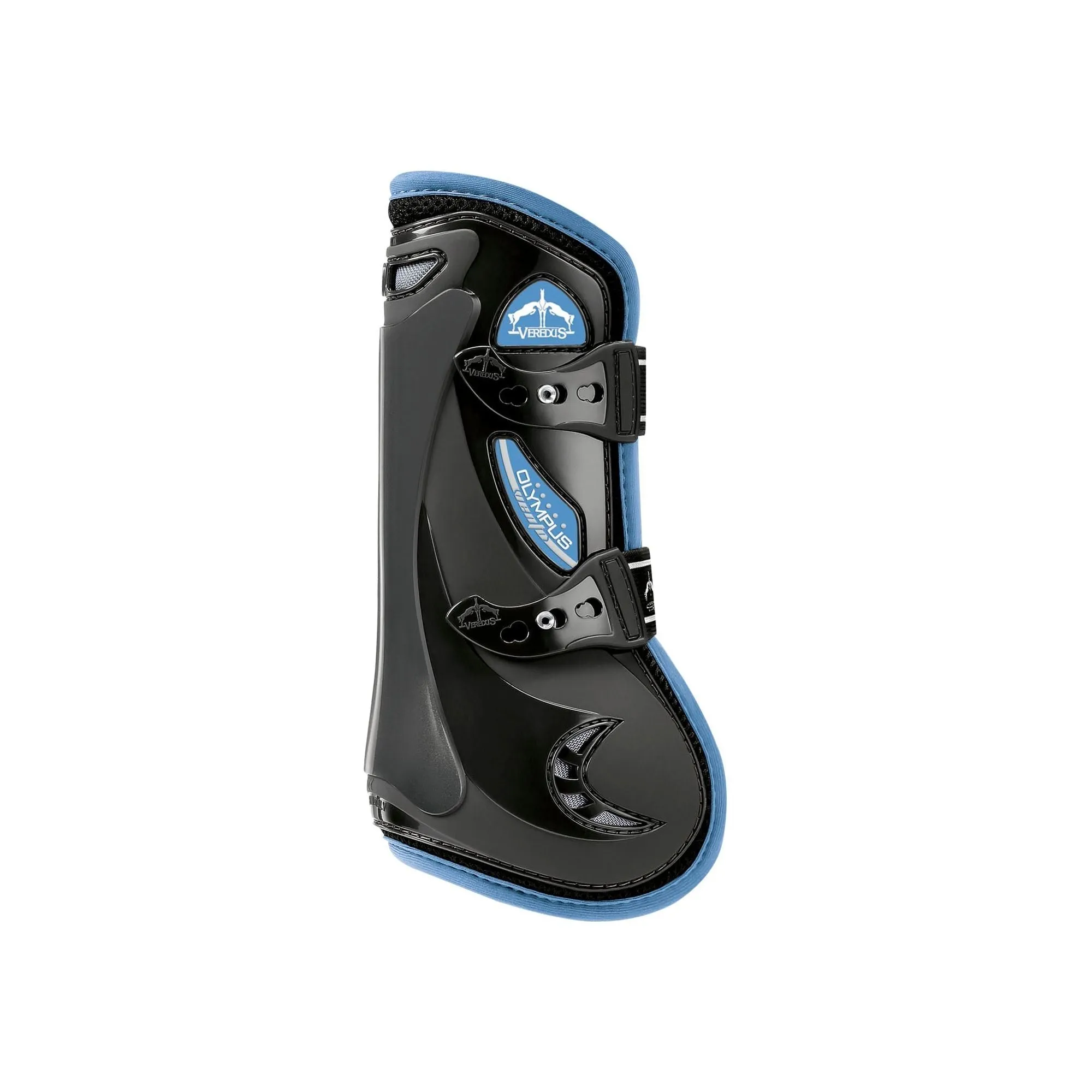 Veredus Olympus Vento Tendon Boot - Horse Front Leg - Black with Light Blue Edging