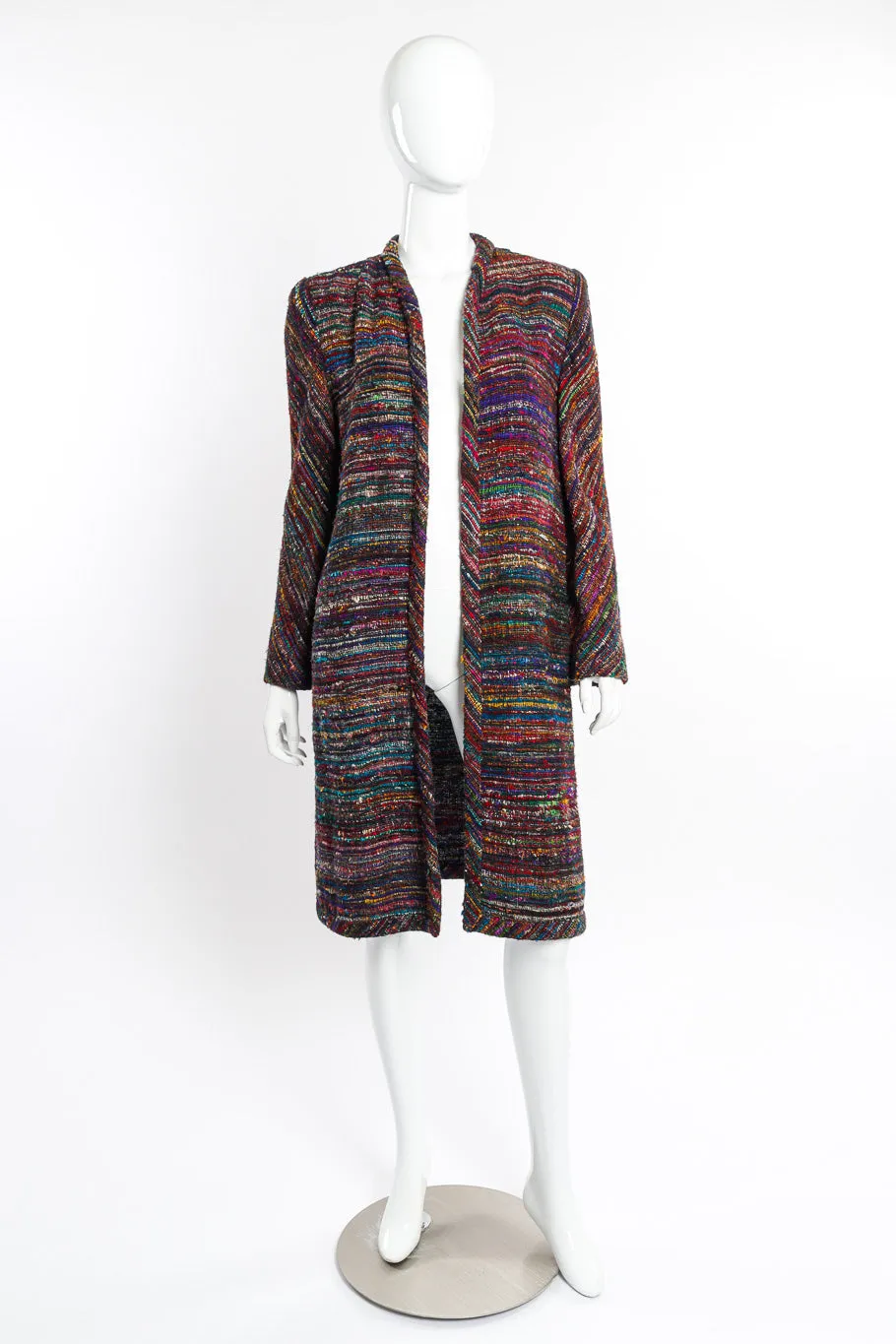 Woven Stripe Duster Coat