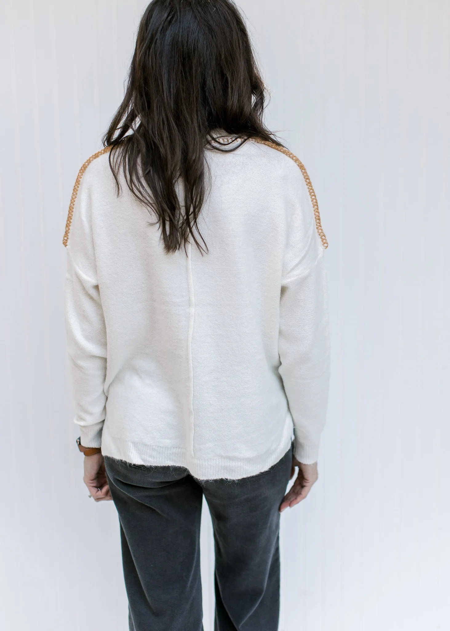X Ivory Blanket Stitch Sweater